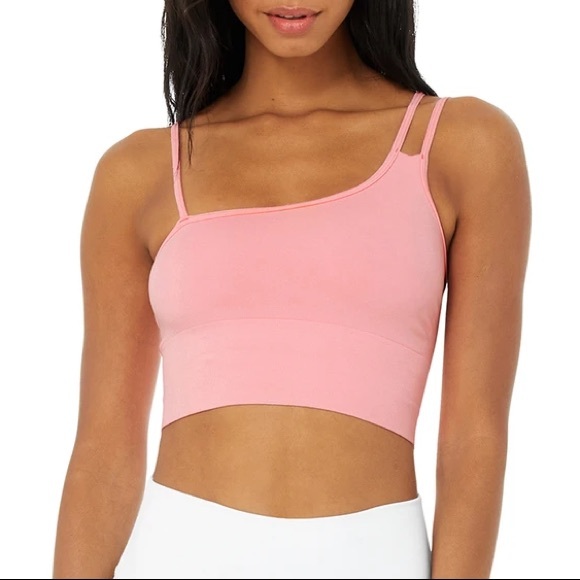 alo yoga offset bralette pink